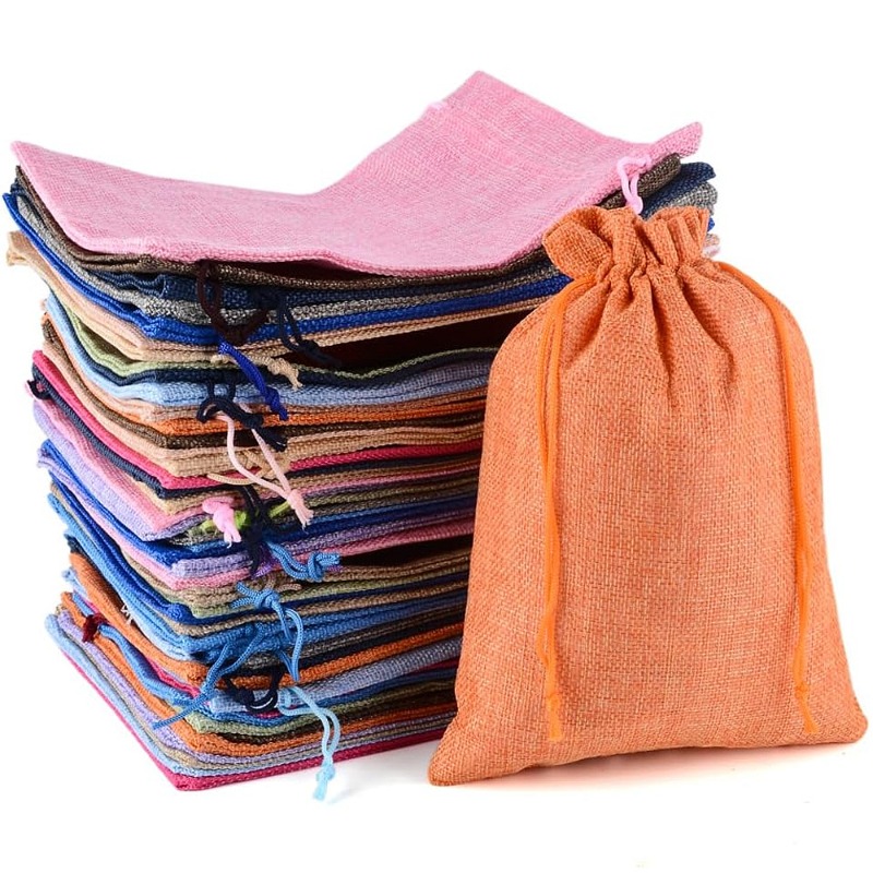 Jute Bag Packaging - 50 Buah 13X18CM/10X14CM/9X12CM/7X9CM Tas Goni Tali