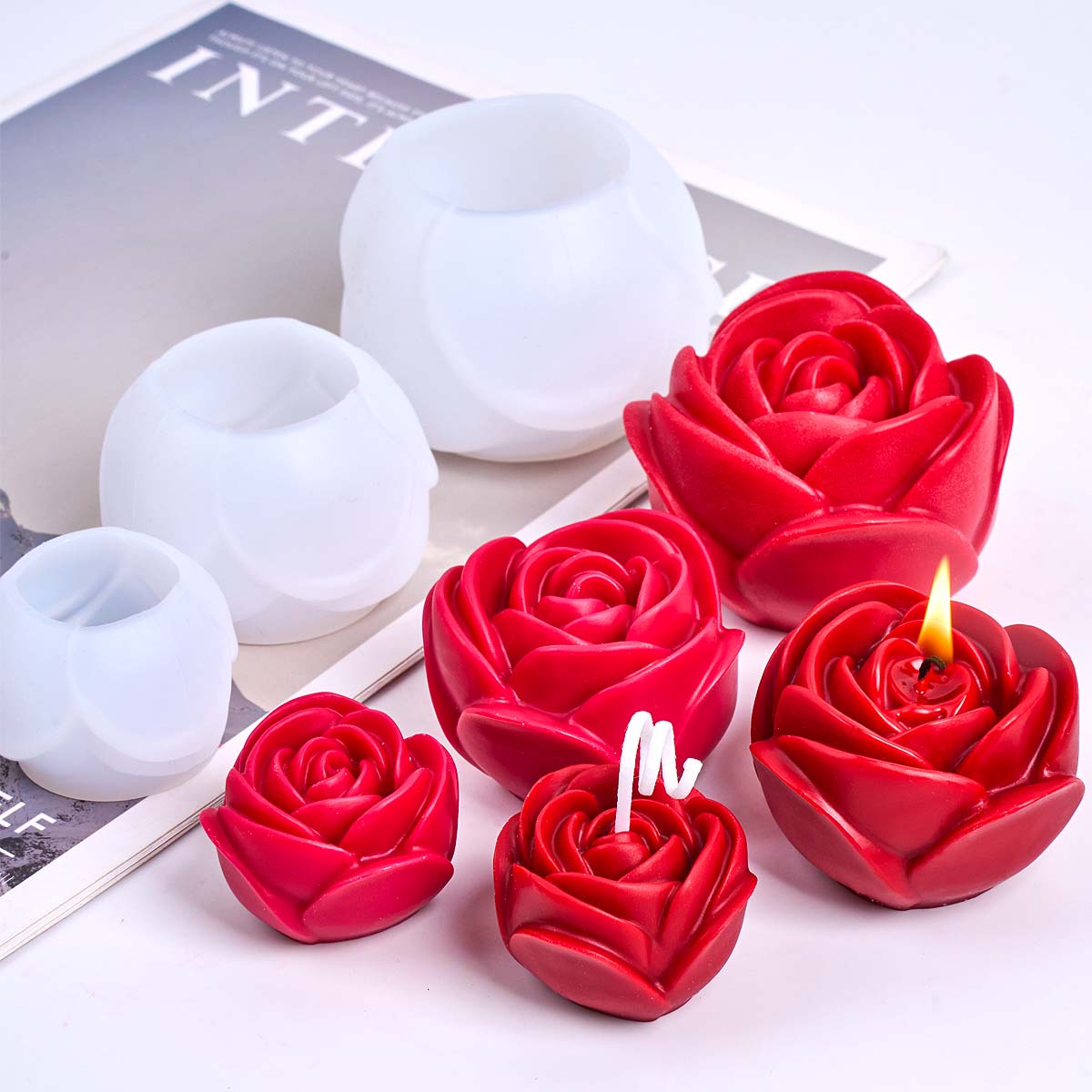 Candle Making Party - Cetakan Lilin Silikon Bentuk Bunga 3D