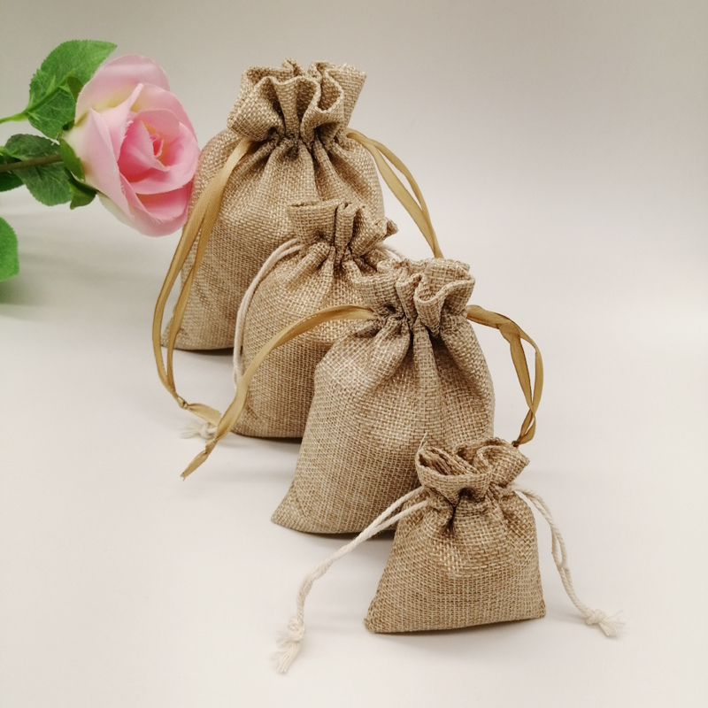 10-1000 Buah/Banyak Yute Linen - Jute Bag Packaging ulasan dan harga