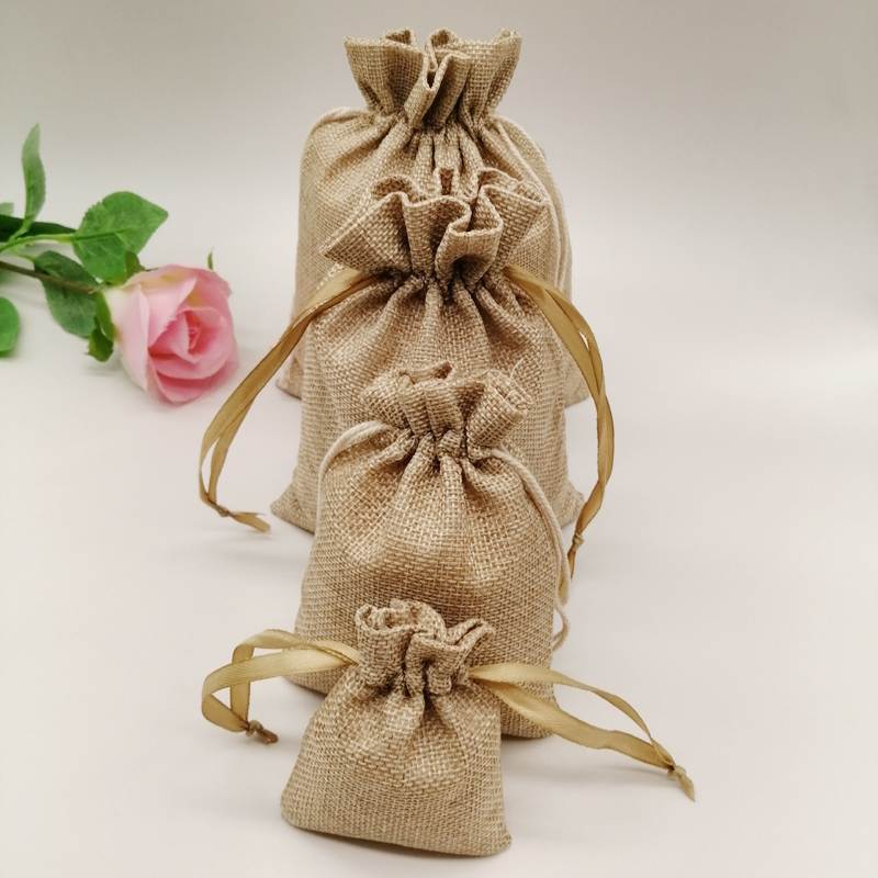10-1000 Buah/Banyak Yute Linen - Jute Bag Packaging ulasan dan harga