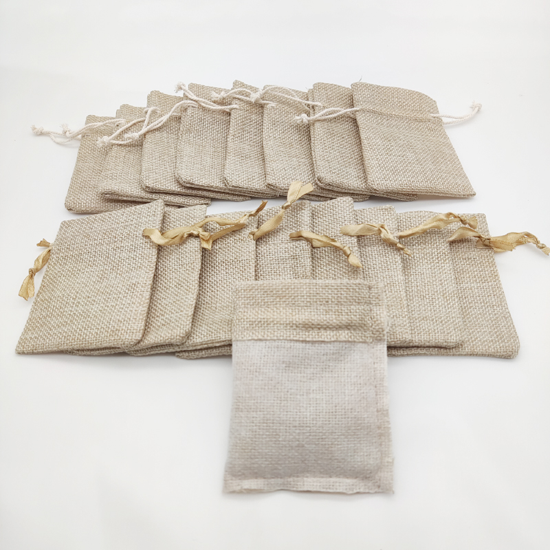 50 Buah Tas Hadiah Rami Linen  - Jute Bag Packaging ulasan dan harga