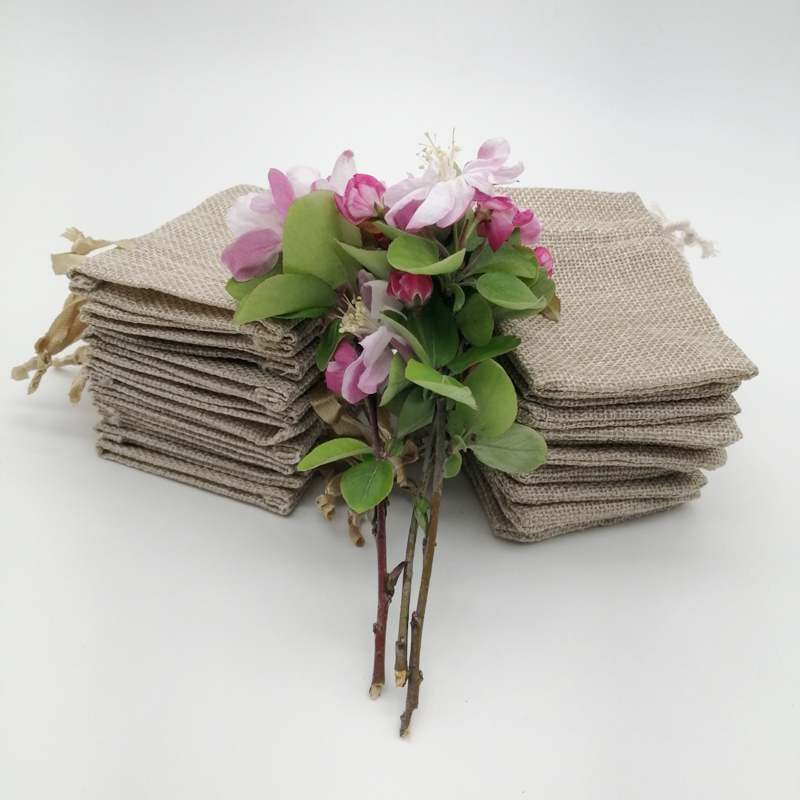 50 Buah Tas Hadiah Rami Linen  - Jute Bag Packaging ulasan dan harga